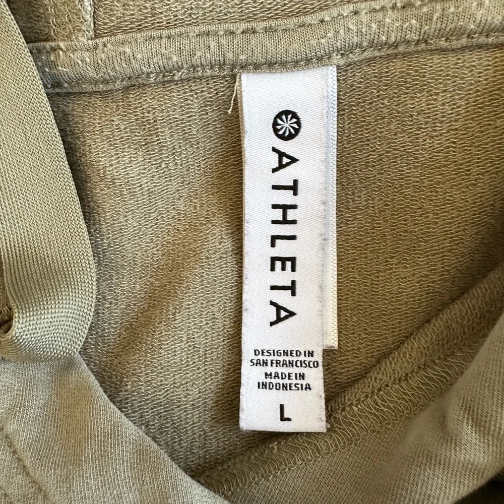 Athleta Boardwalk High Hip Hoodie Olive Gray Sz L Tencel Cozy - Picture 5 of 12